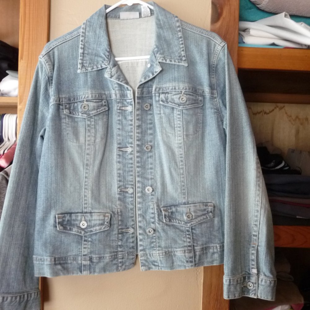 Chico's Platinum Jean Jacket Size 1